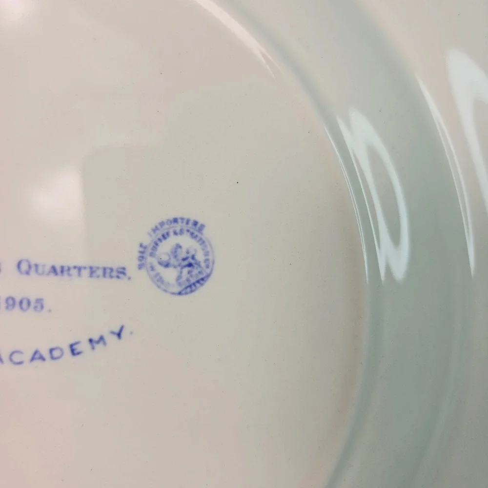 Wedgwood US Naval Academy Plate Old Midshipmen Quarters Blue Transferware Vtg
